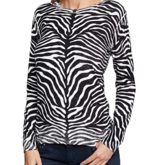 Michael Kors Black & White Zebra Print Lightweight Knit Sweater | Size Small - Picture 1 of 9